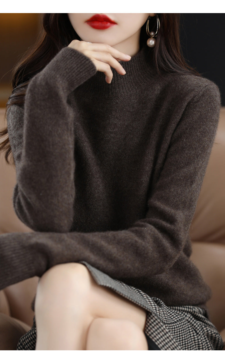 Autumn and Winter New Sweater Women's Half-turtleneck Long-sleeved Women's Top Loose Slimming All-match Sweater Pullover Sweater