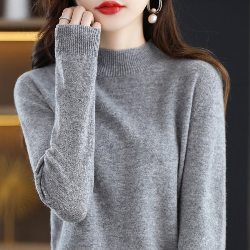 Autumn and Winter New Sweater Women's Half-turtleneck Long-sleeved Women's Top Loose Slimming All-match Sweater Pullover Sweater