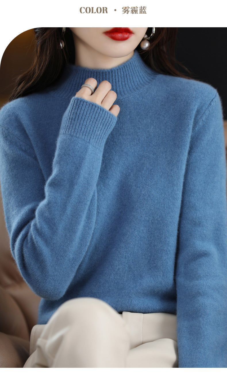 Autumn and Winter New Sweater Women's Half-turtleneck Long-sleeved Women's Top Loose Slimming All-match Sweater Pullover Sweater