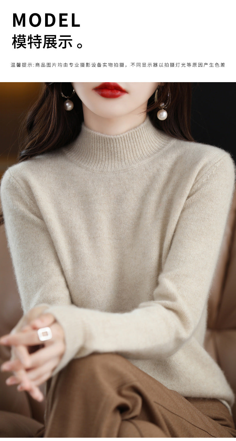 Autumn and Winter New Sweater Women's Half-turtleneck Long-sleeved Women's Top Loose Slimming All-match Sweater Pullover Sweater