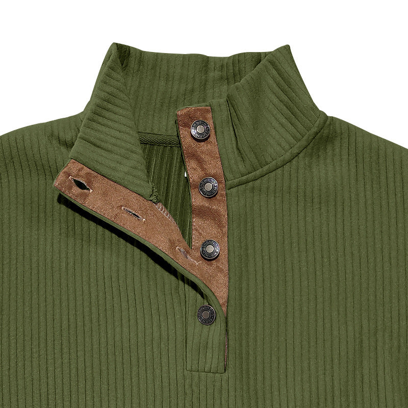 2025 Cross-Border Men's Clothing Amazon Heavyweight Jacquard Men's Sweatshirt Autumn and Winter Slim Fit Stand Collar Long Sleeve Pullover Sweatshirt for Men