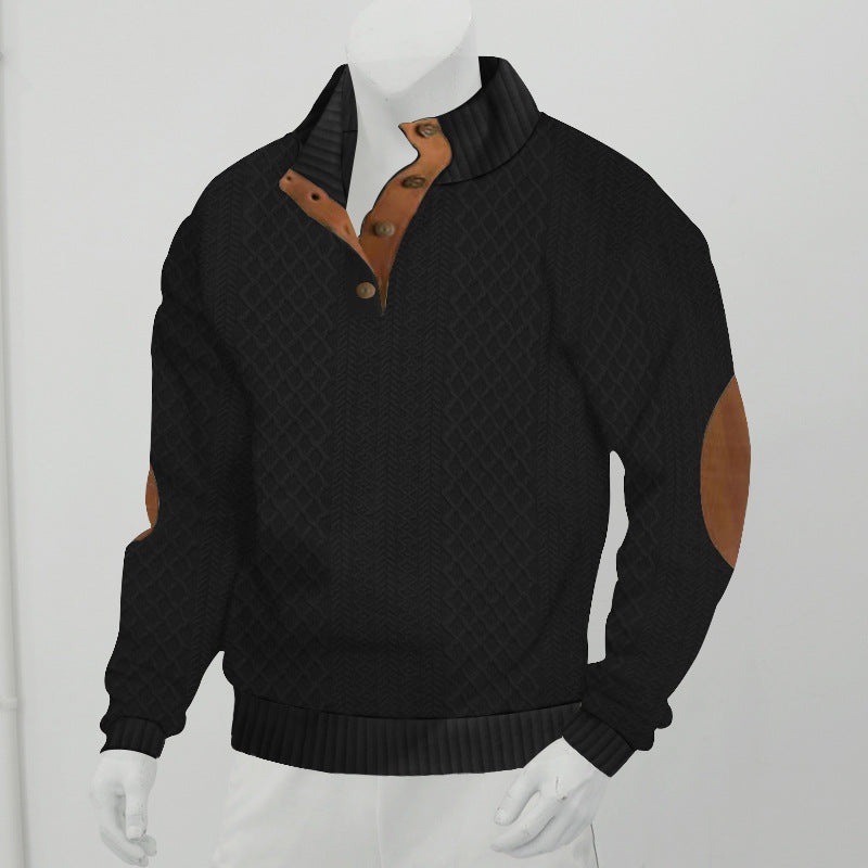 2025 Cross-Border Men's Clothing Amazon Heavyweight Jacquard Men's Sweatshirt Autumn and Winter Slim Fit Stand Collar Long Sleeve Pullover Sweatshirt for Men