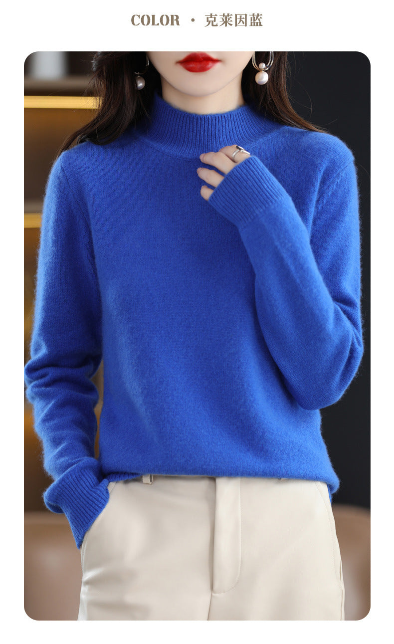 Autumn and Winter New Sweater Women's Half-turtleneck Long-sleeved Women's Top Loose Slimming All-match Sweater Pullover Sweater