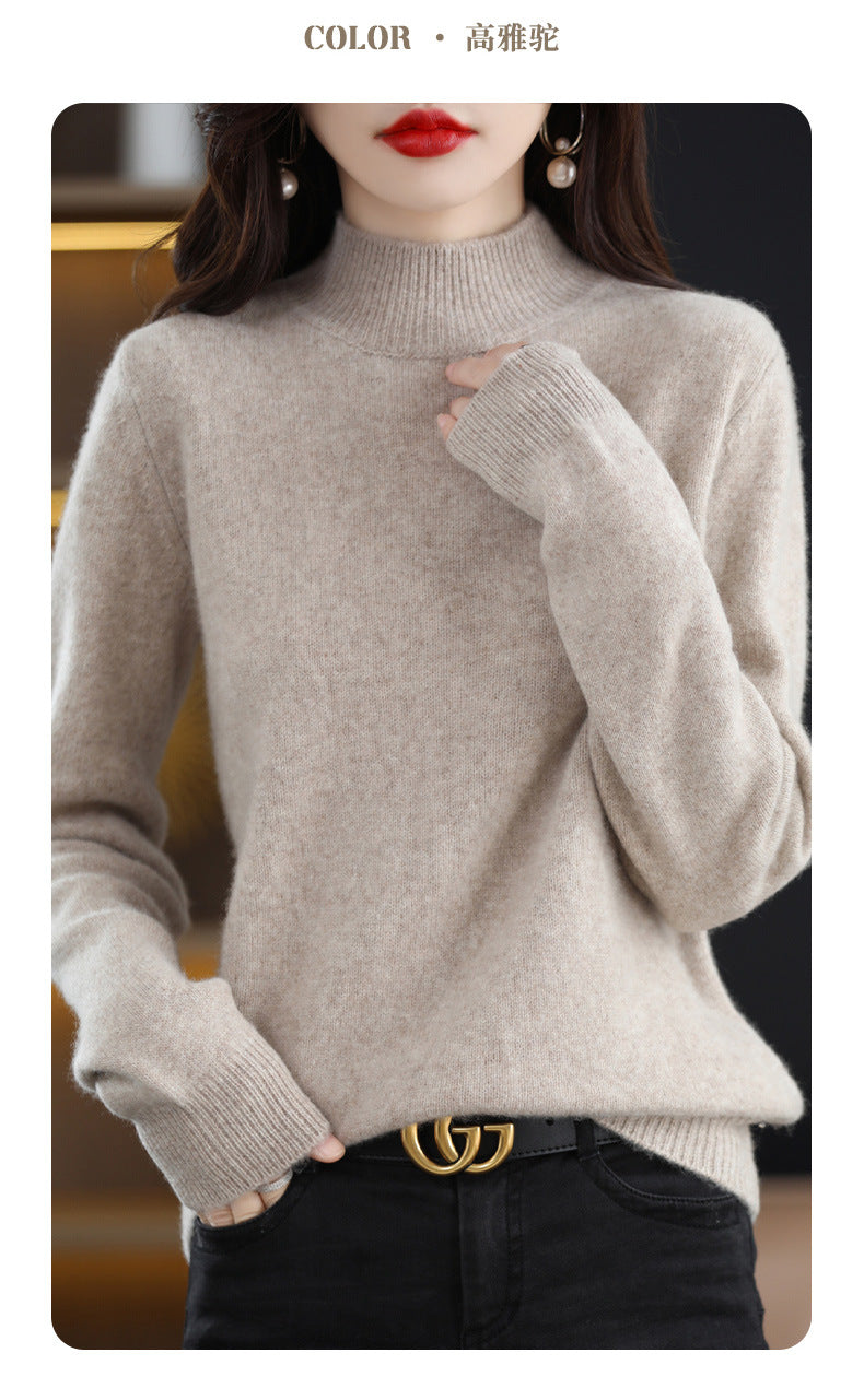 Autumn and Winter New Sweater Women's Half-turtleneck Long-sleeved Women's Top Loose Slimming All-match Sweater Pullover Sweater