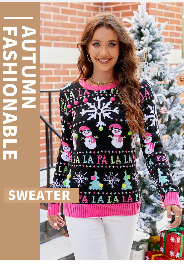 Amazon's Hot-Selling European and American Casual Christmas Snowman Pullover Knitwear 2025 Autumn and Winter Cartoon Alpaca Christmas Knitwear