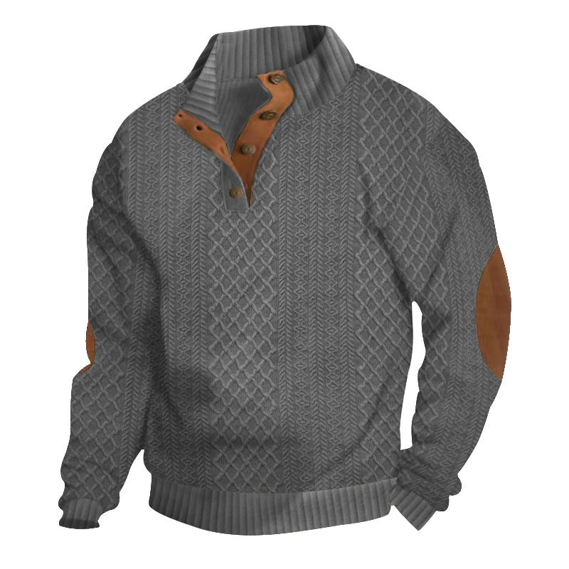 2025 Cross-Border Men's Clothing Amazon Heavyweight Jacquard Men's Sweatshirt Autumn and Winter Slim Fit Stand Collar Long Sleeve Pullover Sweatshirt for Men