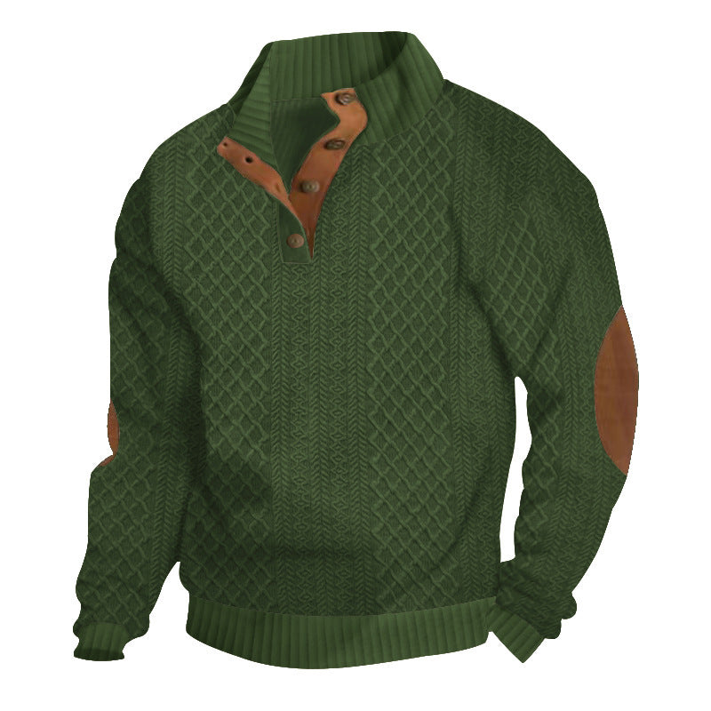 2025 Cross-Border Men's Clothing Amazon Heavyweight Jacquard Men's Sweatshirt Autumn and Winter Slim Fit Stand Collar Long Sleeve Pullover Sweatshirt for Men