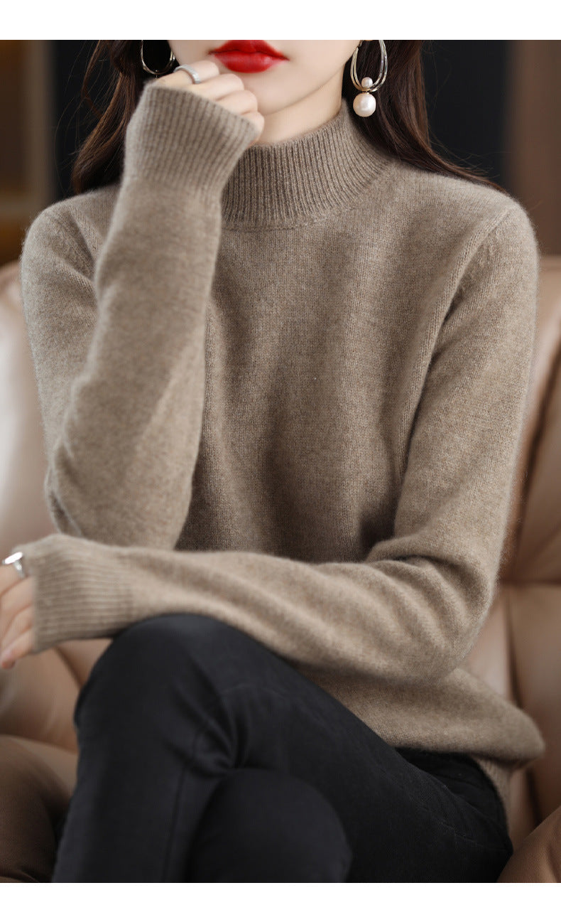 Autumn and Winter New Sweater Women's Half-turtleneck Long-sleeved Women's Top Loose Slimming All-match Sweater Pullover Sweater