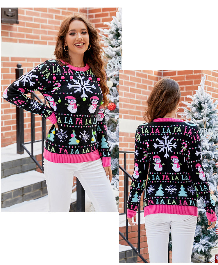 Amazon's Hot-Selling European and American Casual Christmas Snowman Pullover Knitwear 2025 Autumn and Winter Cartoon Alpaca Christmas Knitwear