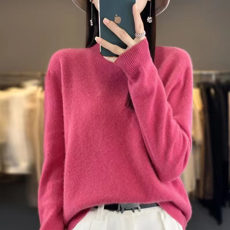 Autumn and Winter New Sweater Women's Half-turtleneck Long-sleeved Women's Top Loose Slimming All-match Sweater Pullover Sweater