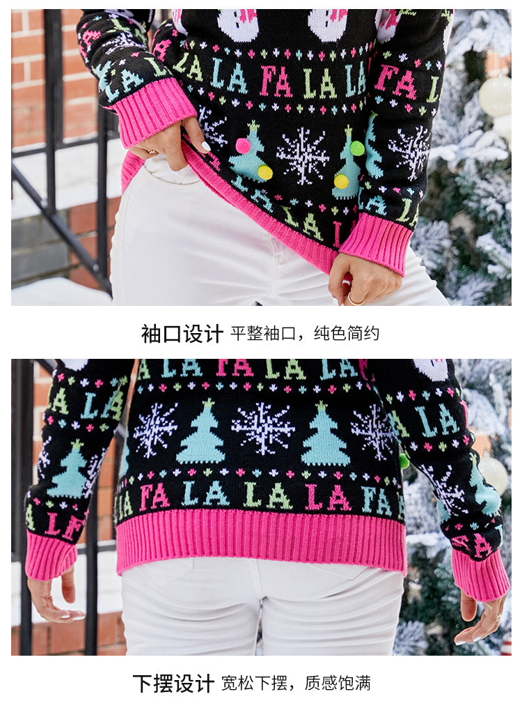 Amazon's Hot-Selling European and American Casual Christmas Snowman Pullover Knitwear 2025 Autumn and Winter Cartoon Alpaca Christmas Knitwear