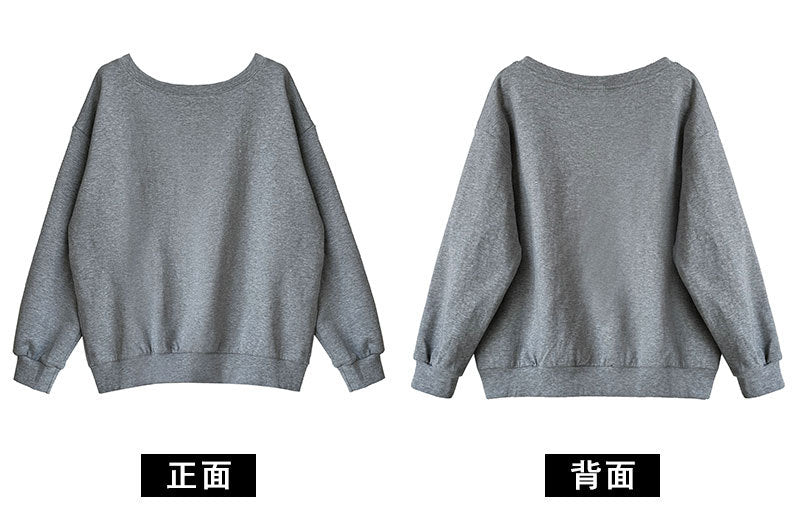 Luxi Relaxed Shoulder Sweatshirt Women's 2025 Autumn New Loose Lazy Style One-Neck Off-Shoulder Top 2809