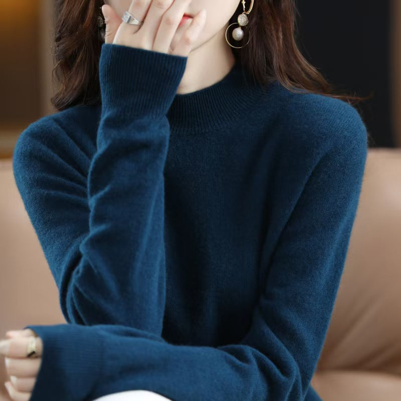 Autumn and Winter New Sweater Women's Half-turtleneck Long-sleeved Women's Top Loose Slimming All-match Sweater Pullover Sweater