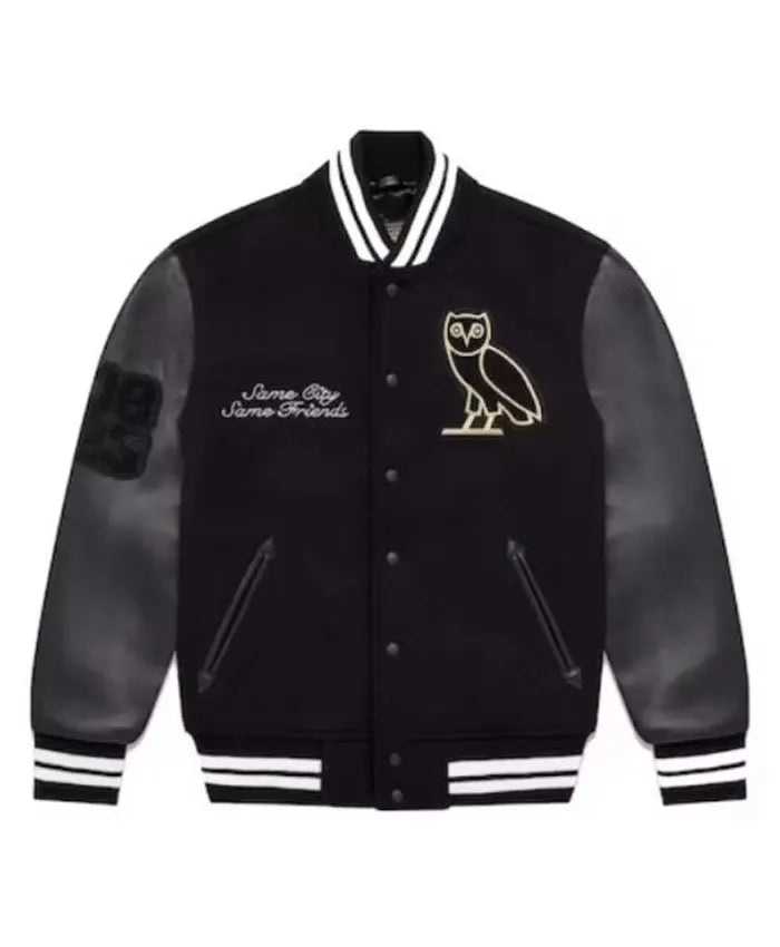 OVO Collegiate Black Varsity Jacket - Recreated Inspired Edition