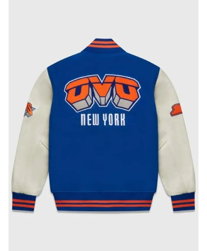 OVO Knicks Blue Varsity Jacket - Recreated Inspired Edition