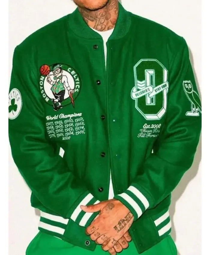OVO x NBA Celtics Varsity Jacket - Recreated Inspired Edition