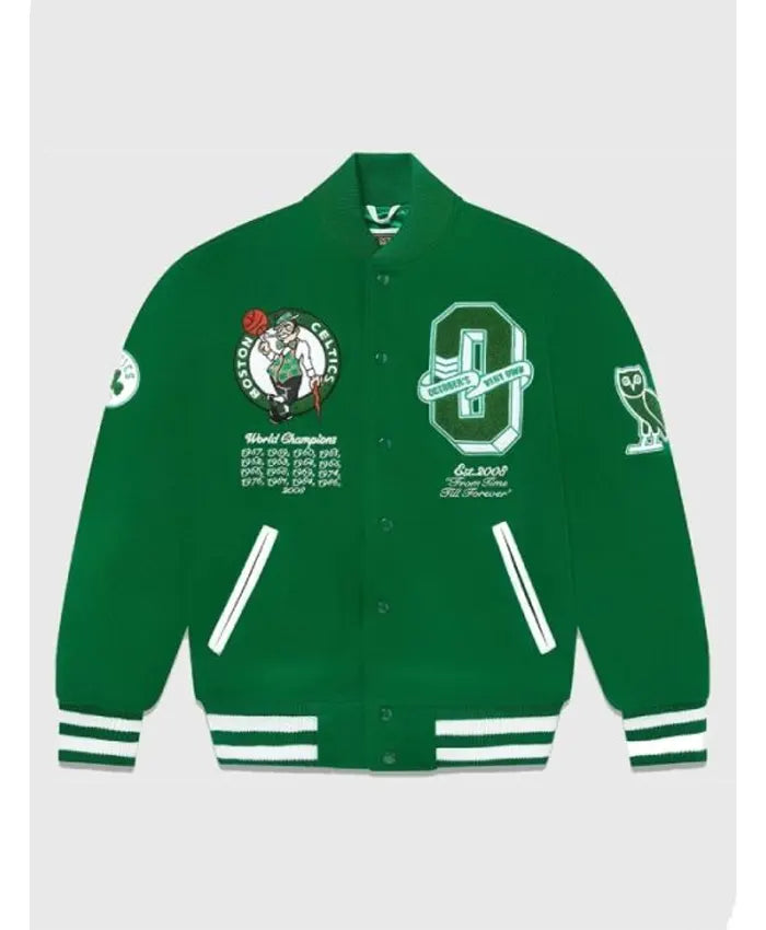 OVO x NBA Celtics Varsity Jacket - Recreated Inspired Edition