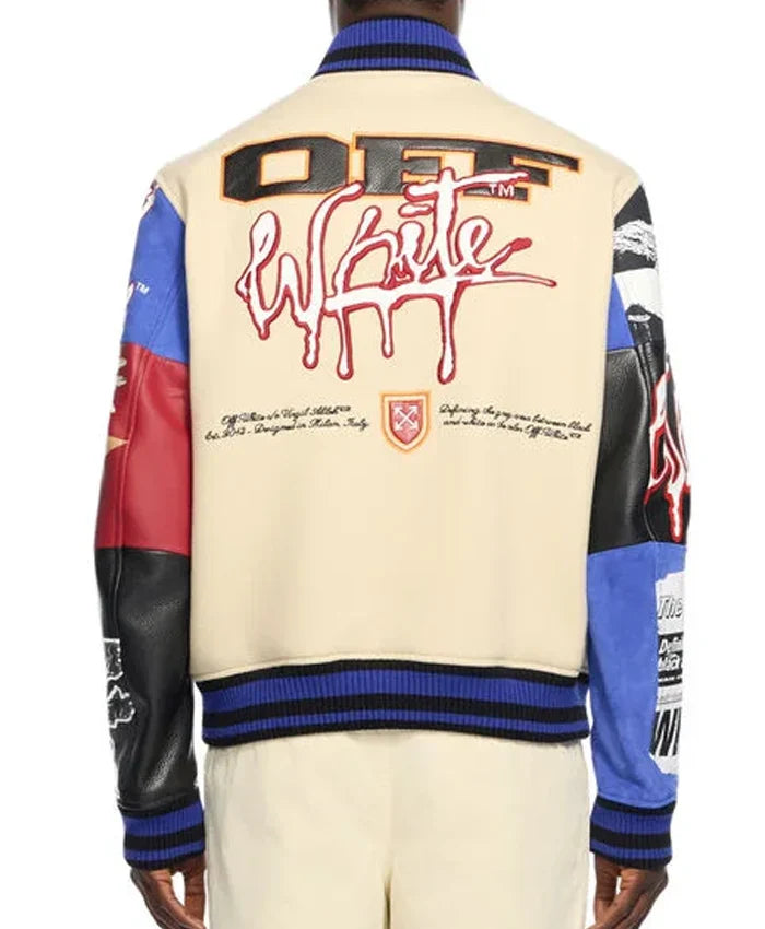 Off White Multipatch Varsity Jacket - Recreated Inspired Edition