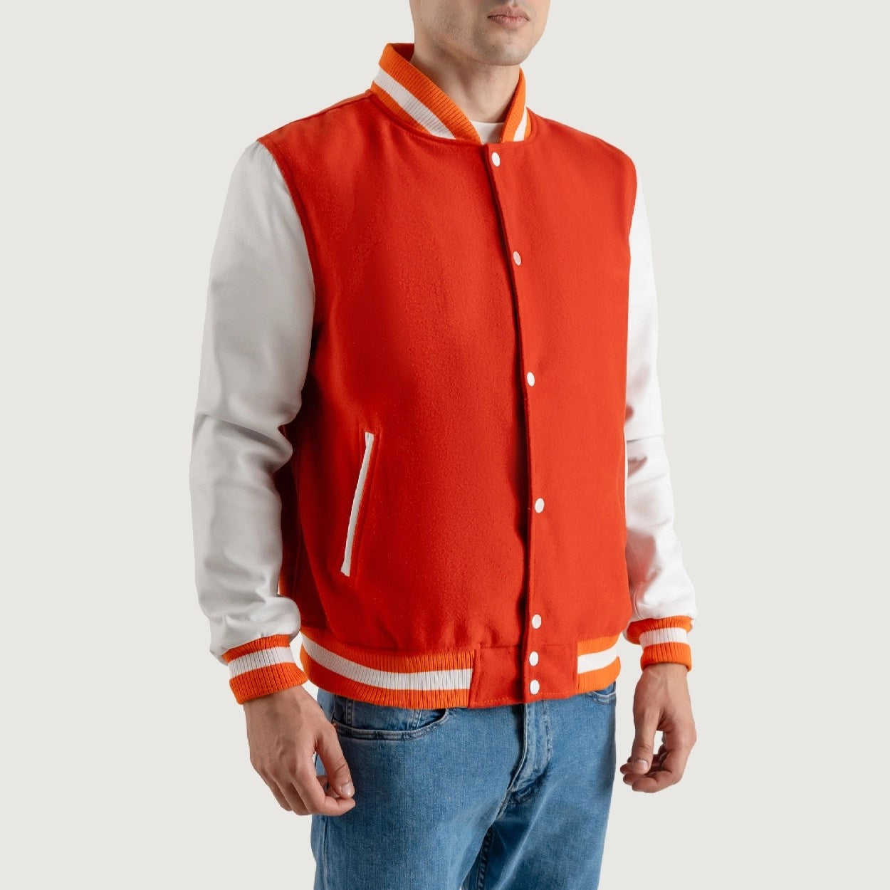 Orange and White Varsity Letterman Jacket - Recreated Inspired Edition