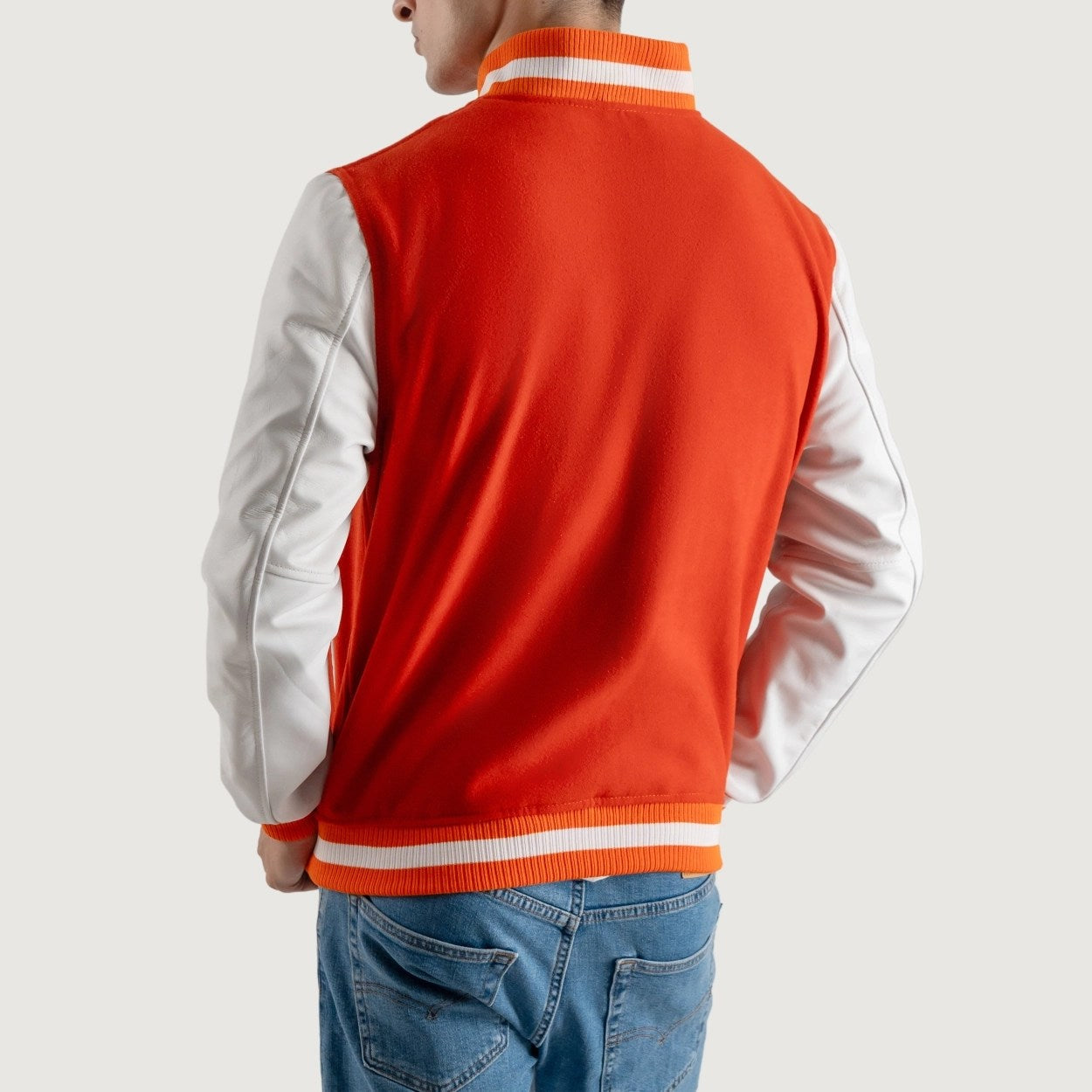 Orange and White Varsity Letterman Jacket - Recreated Inspired Edition