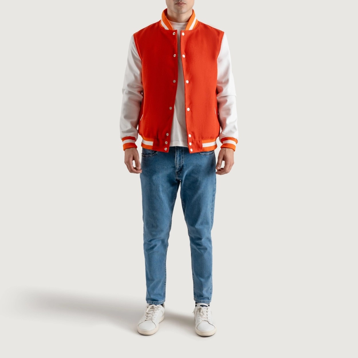 Orange and White Varsity Letterman Jacket - Recreated Inspired Edition