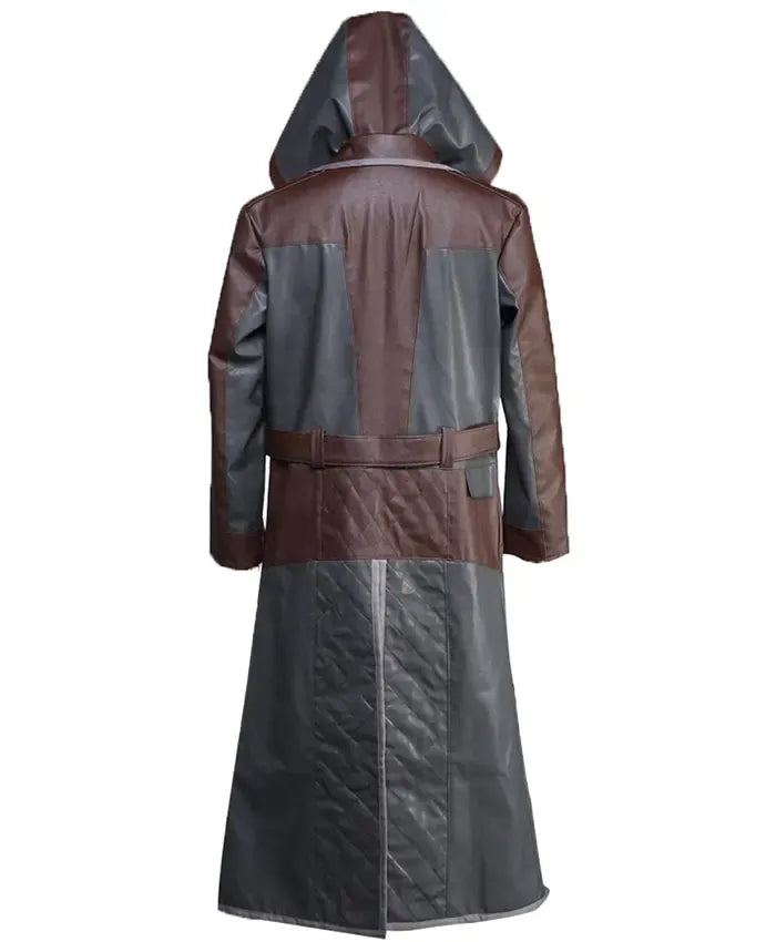 PUBG Brown and Grey Leather Coat With Hoodie - Recreated Inspired Edition