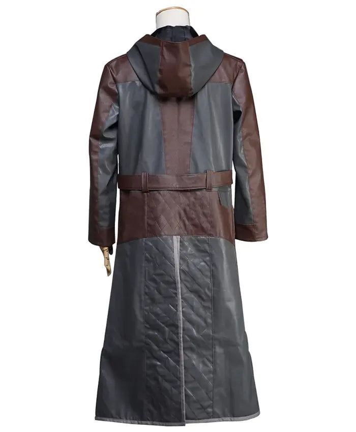 PUBG Brown and Grey Leather Coat With Hoodie - Recreated Inspired Edition
