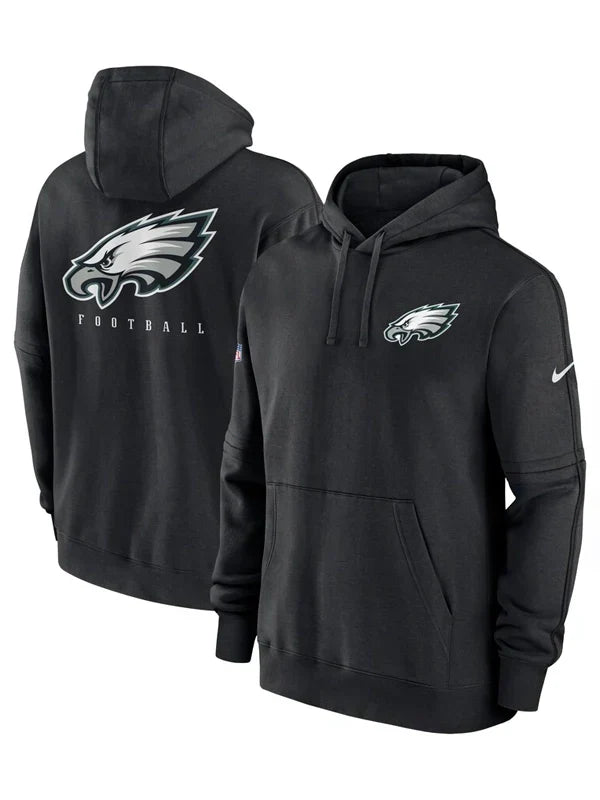 Philadelphia Eagles Black Sideline Club Pullover Hoodie - Recreated Inspired Edition