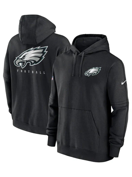 Philadelphia Eagles Black Sideline Club Pullover Hoodie - Recreated Inspired Edition
