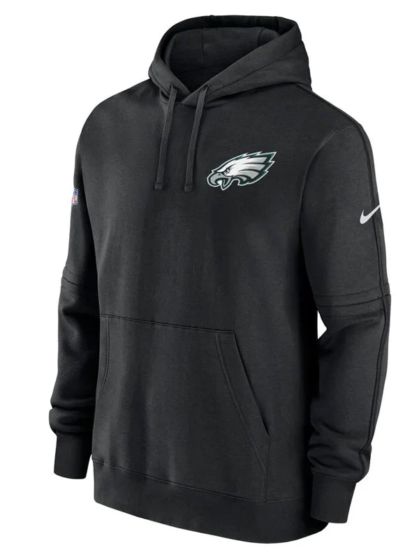Philadelphia Eagles Black Sideline Club Pullover Hoodie - Recreated Inspired Edition