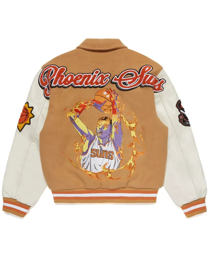 Phoenix Suns Sand Wool Varsity Jacket - Recreated Inspired Edition