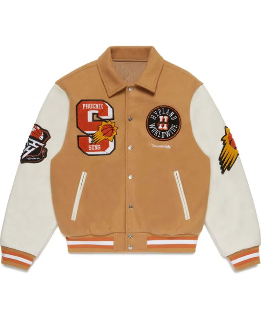 Phoenix Suns Sand Wool Varsity Jacket - Recreated Inspired Edition