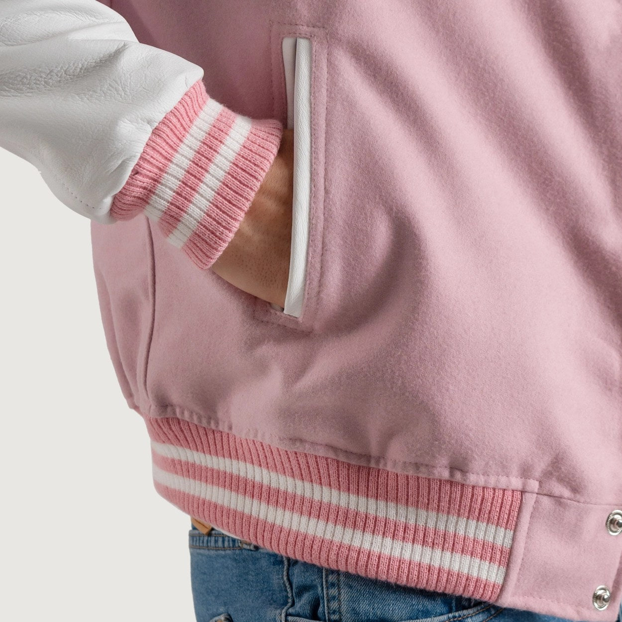 Pink and White Varsity Letterman Jacket - Recreated Inspired Edition
