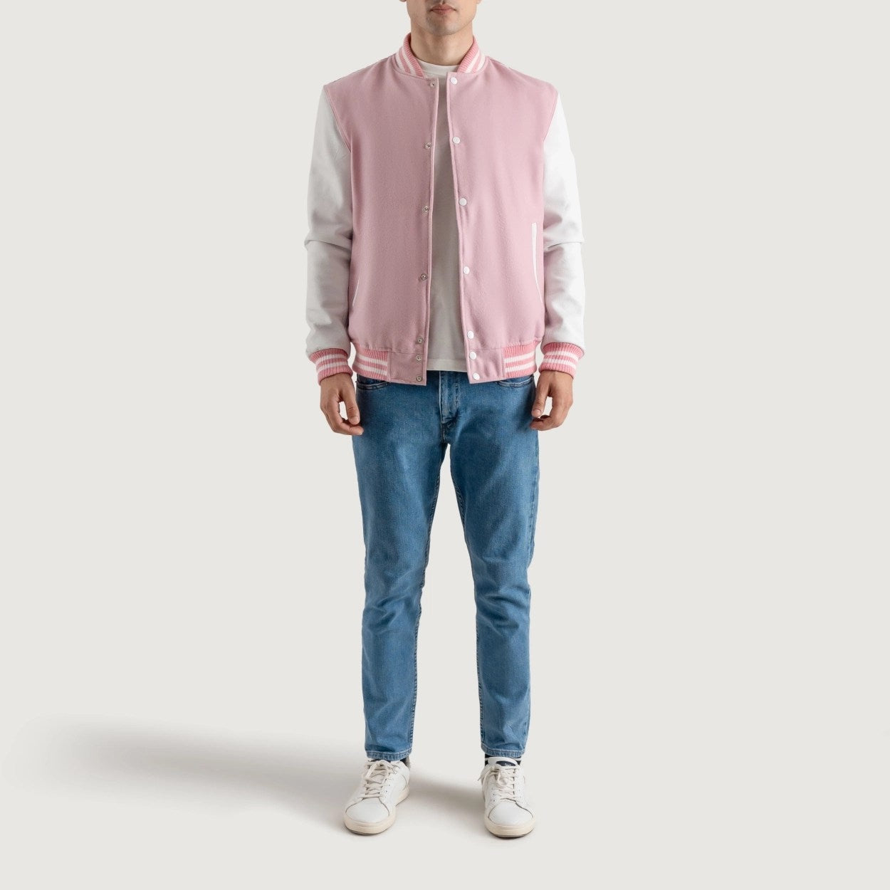 Pink and White Varsity Letterman Jacket - Recreated Inspired Edition