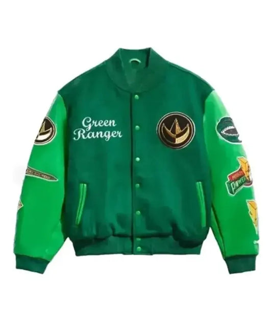 Power Rangers Green Varsity Jacket - Recreated Inspired Edition