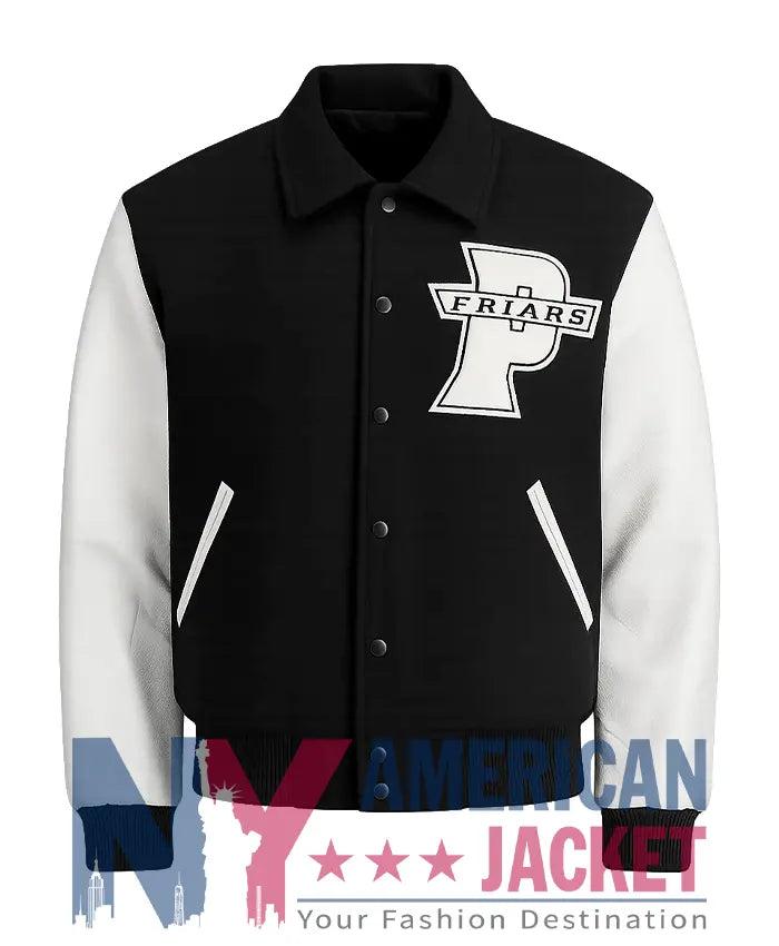 Providence College Friars 90s Black And White Varsity Jacket - Recreated Inspired Edition