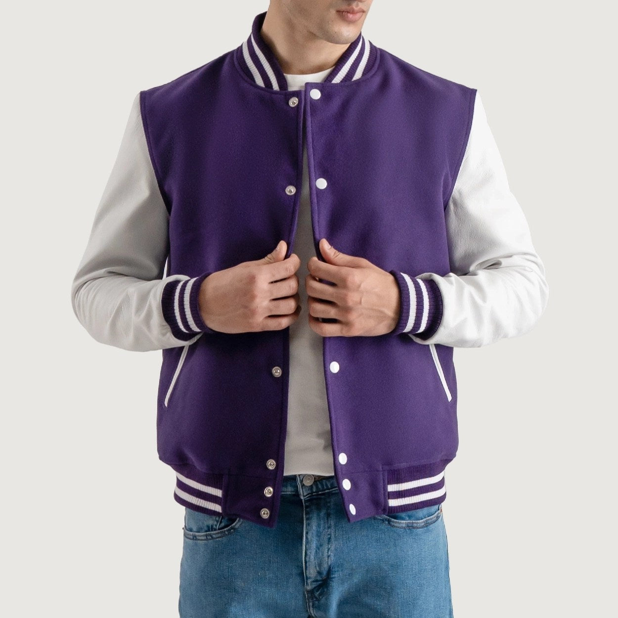 Purple and White Varsity Letterman Jacket - Recreated Inspired Edition
