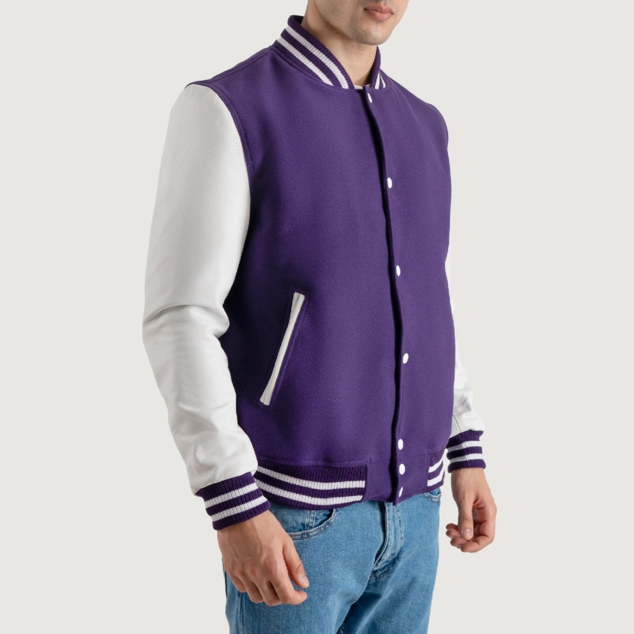 Purple and White Varsity Letterman Jacket - Recreated Inspired Edition
