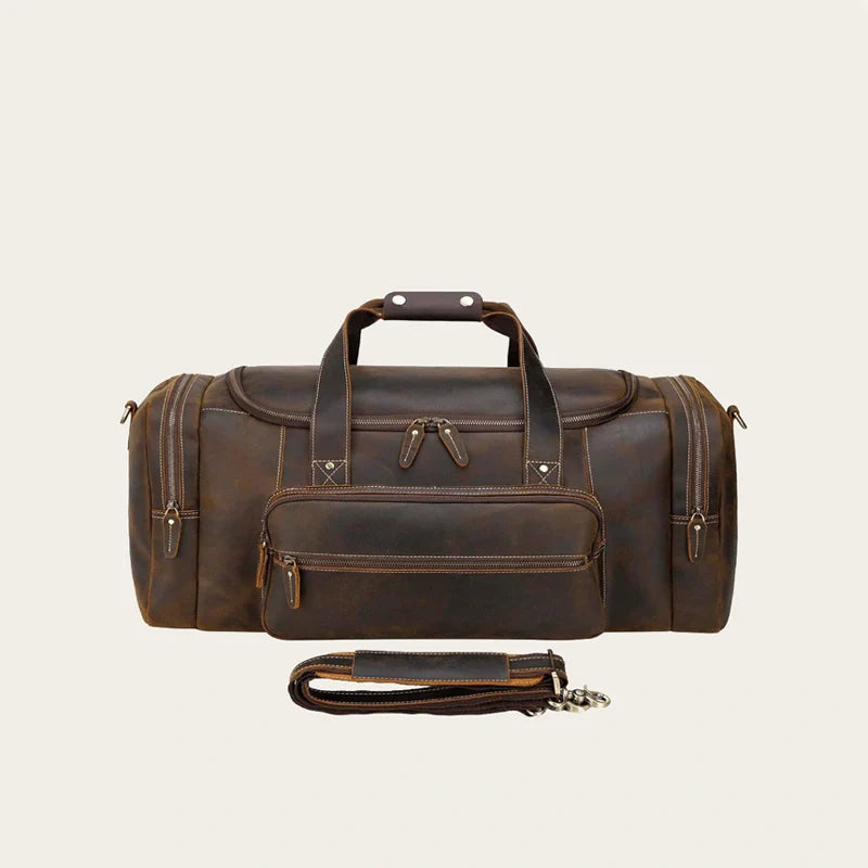 Real Leather Big Brown Duffle Bag