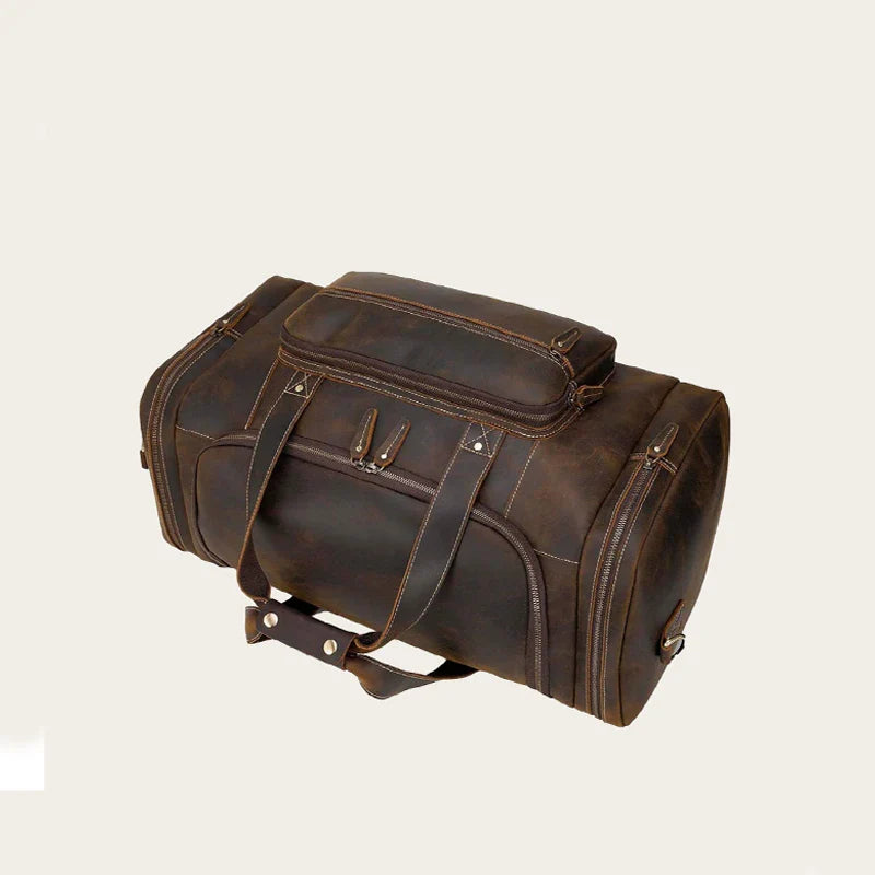 Real Leather Big Brown Duffle Bag