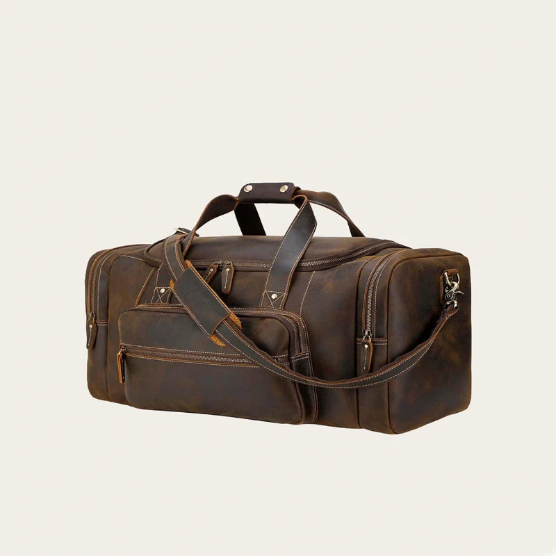 Real Leather Big Brown Duffle Bag