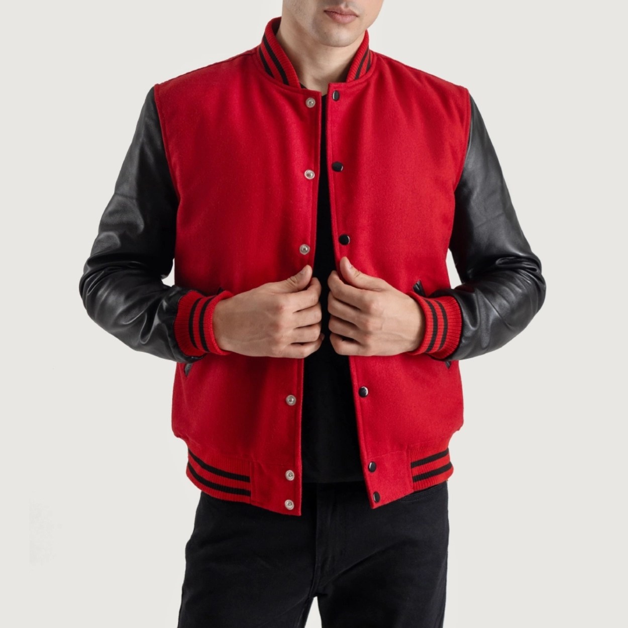 Red and Black Varsity Letterman Jacket - Recreated Inspired Edition