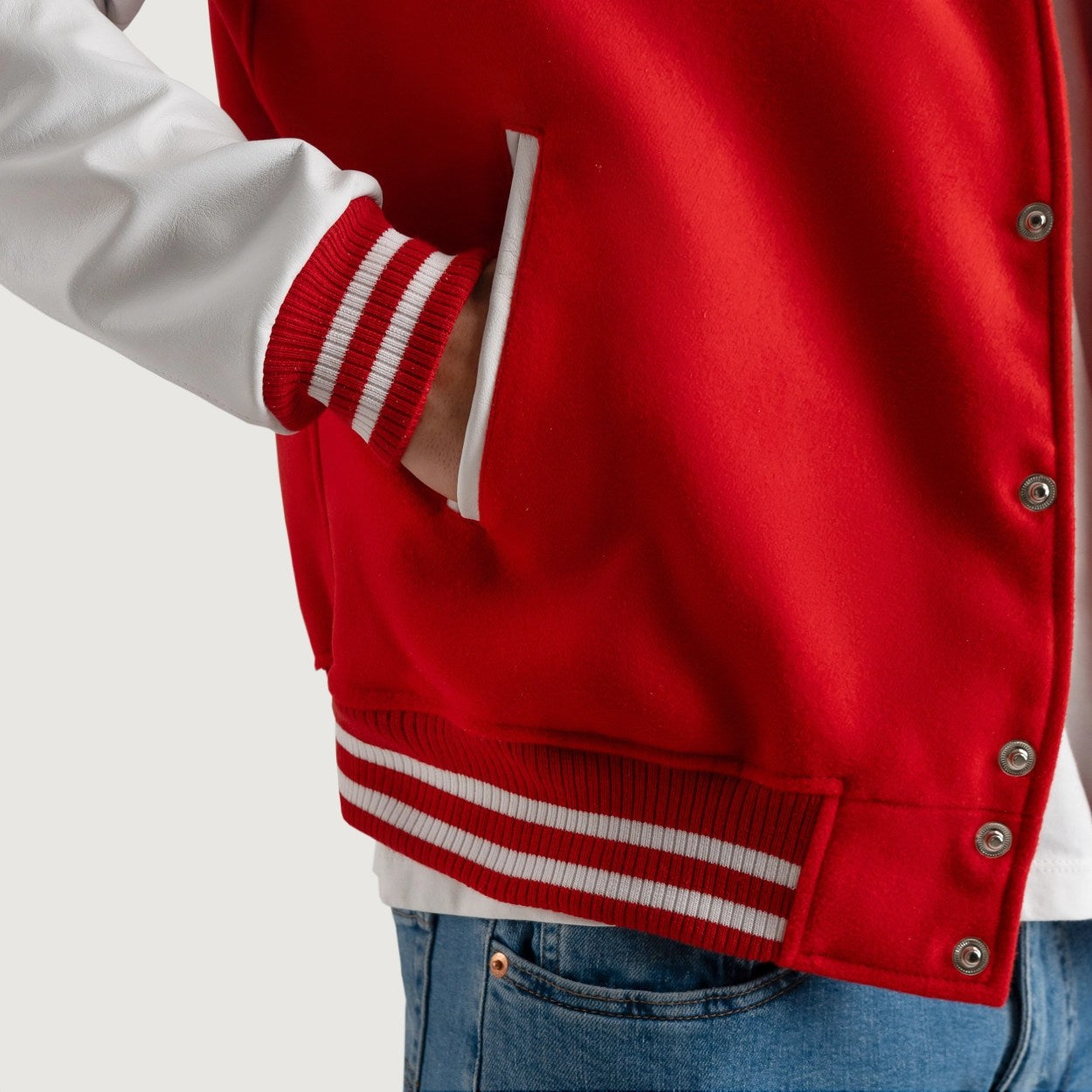 Red and White Varsity Letterman Jacket - Recreated Inspired Edition