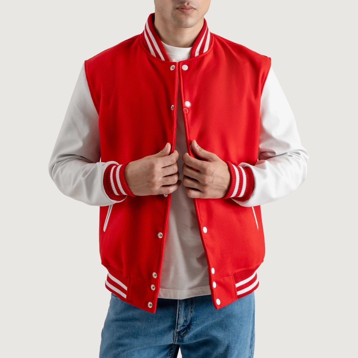 Red and White Varsity Letterman Jacket - Recreated Inspired Edition