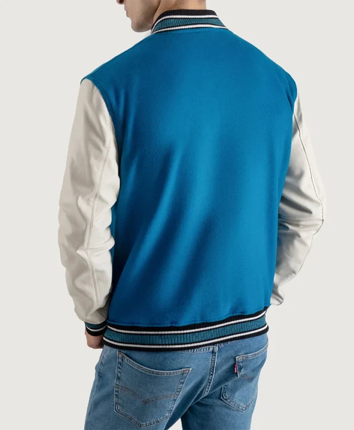 Roderick Sky Blue and White Varsity Letterman Jacket - Recreated Inspired Edition
