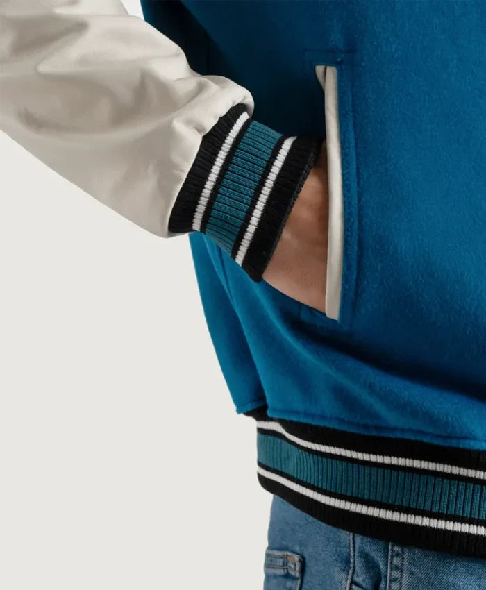 Roderick Sky Blue and White Varsity Letterman Jacket - Recreated Inspired Edition