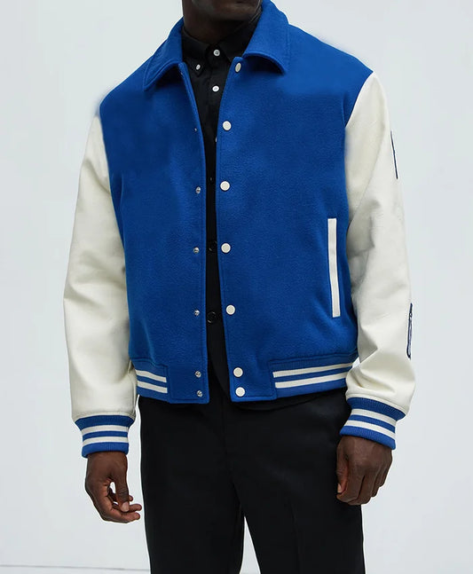 Royal Blue White Varsity Jacket - Recreated Inspired Edition For Mens