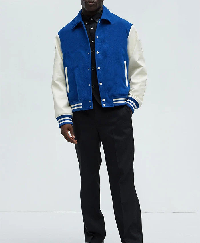 Royal Blue White Varsity Jacket - Recreated Inspired Edition For Mens