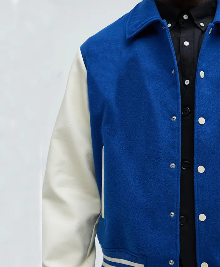 Royal Blue White Varsity Jacket - Recreated Inspired Edition For Mens