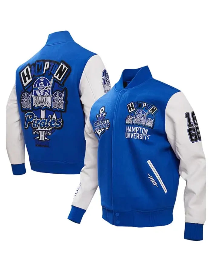 Hampton Pirates Homecoming Blue Varsity Jacket - Recreated Inspired Edition